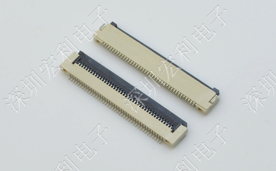 fpc柔性連接器0.5mm間距1.5H軟排線插座4P/6P/8P/10P/12P-40P翻蓋下接觸扁平連接器