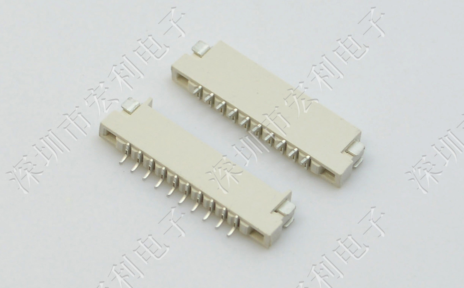 廣東fpc連接器1.0mm間距 1.5H雙面接觸FFC排線插座4P/6P/7P/8P/10P/12P/18P/24P/26P-宏