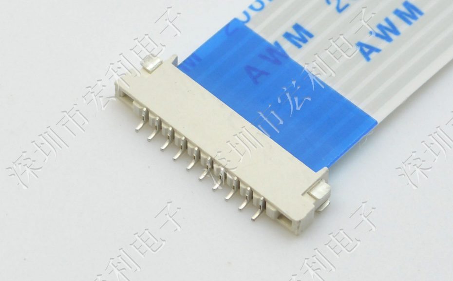 廣東fpc連接器1.0mm間距 1.5H雙面接觸FFC排線插座4P/6P/7P/8P/10P/12P/18P/24P/26P-宏