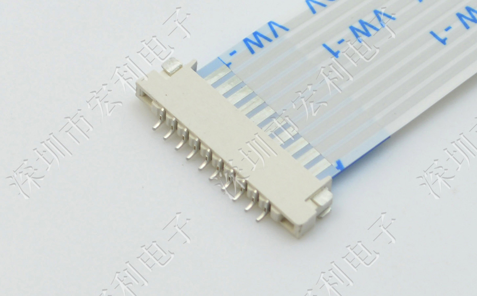 廣東fpc連接器1.0mm間距 1.5H雙面接觸FFC排線插座4P/6P/7P/8P/10P/12P/18P/24P/26P-宏
