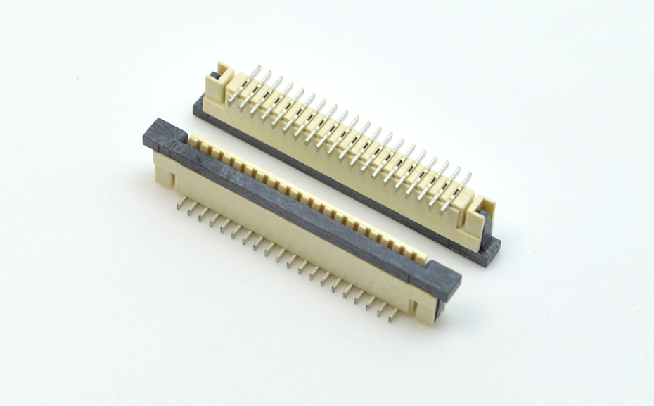 接插件FFC/FPC連接器 1.0MM 32P 一字腳 立貼帶鎖 扁平電纜連接器
